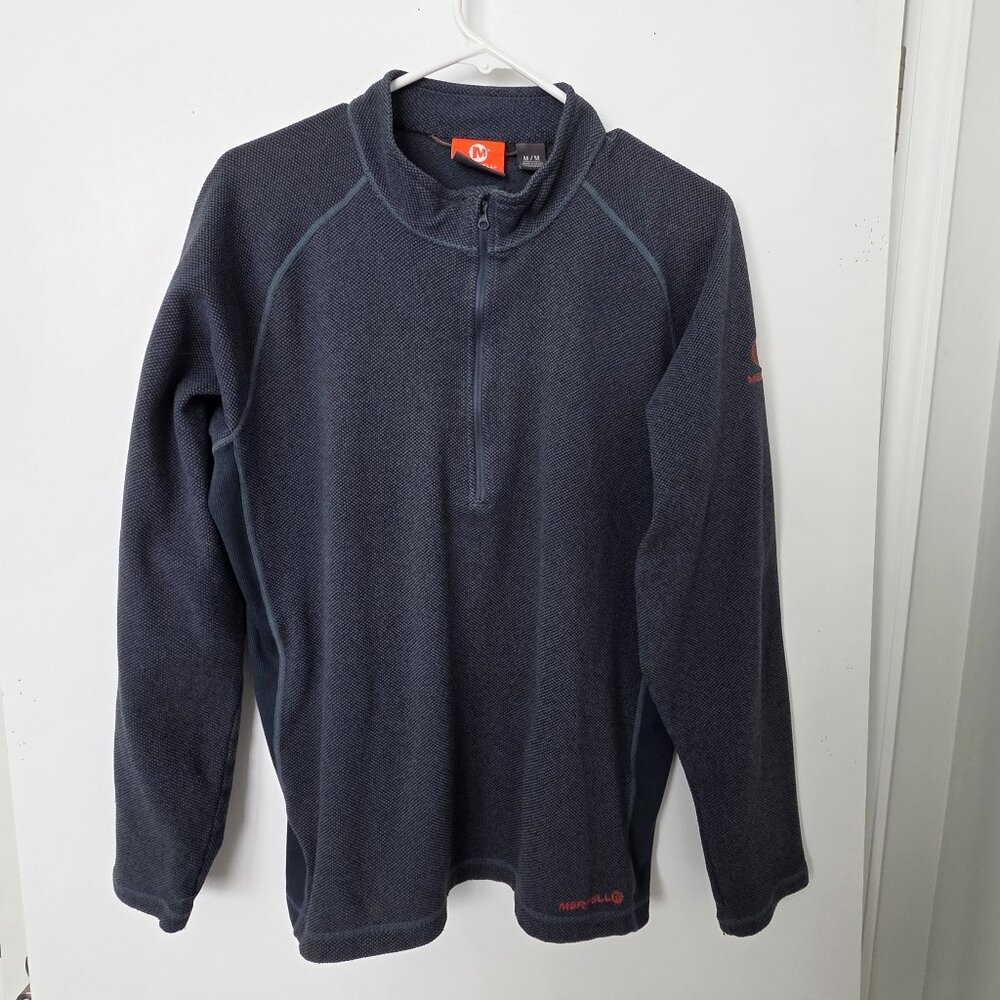 Merrell  1/4 Zip Pullover Shirt Waffle Knit Teal/Black Men M